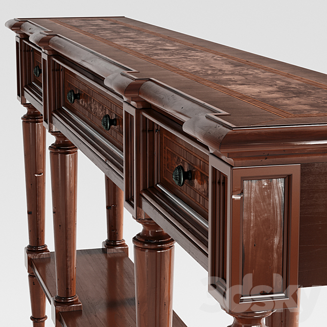 Hooker Furniture Living Room Grandover Three Drawer Console Table 3d