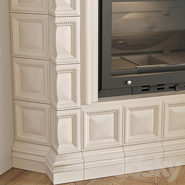 Tiled fireplace 03 3d