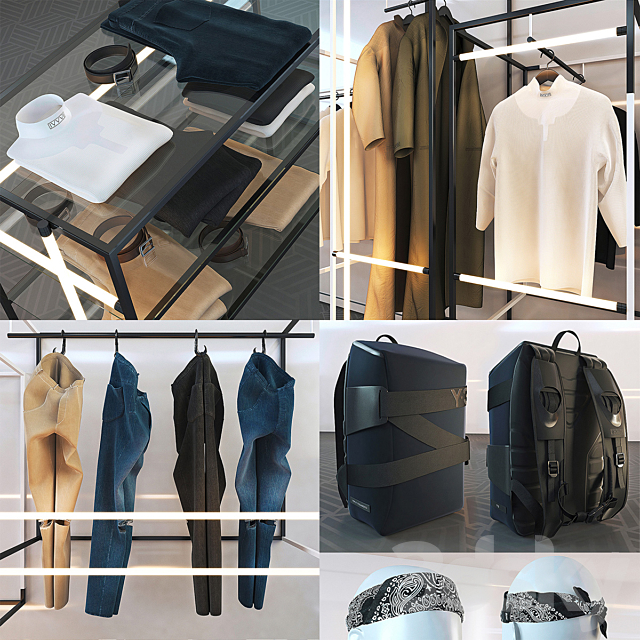 Clothing and accessories for the store 3d