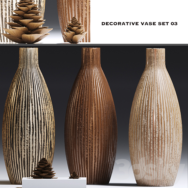 decorative vase set 03 3DSMax File - thumbnail 1