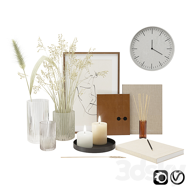 Set with grass and candles 3DSMax File - thumbnail 1