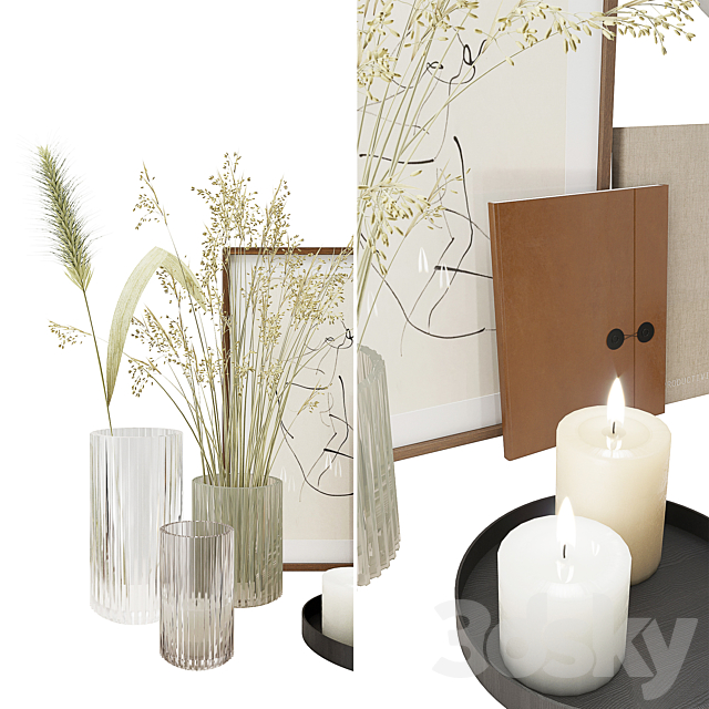 Set with grass and candles 3DSMax File - thumbnail 2