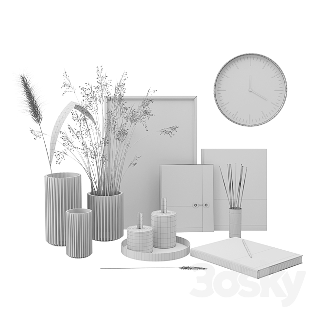 Set with grass and candles 3DSMax File - thumbnail 3