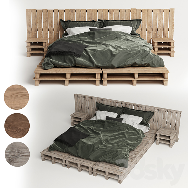 Wood pallet bed 3DSMax File - thumbnail 2
