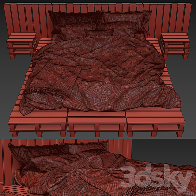 Wood pallet bed 3DSMax File - thumbnail 3