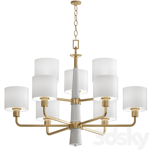 Palacio Collection 9-Light Vintage Gold Chandelier with Shade 3DSMax File - thumbnail 1