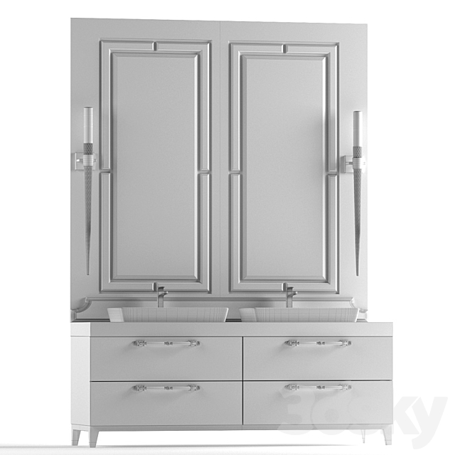Furniture bathroom. Cabinet with two sinks. 3DSMax File - thumbnail 2