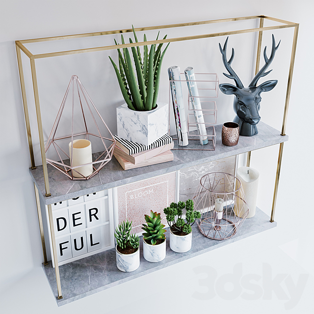 Shelf with decor 3d