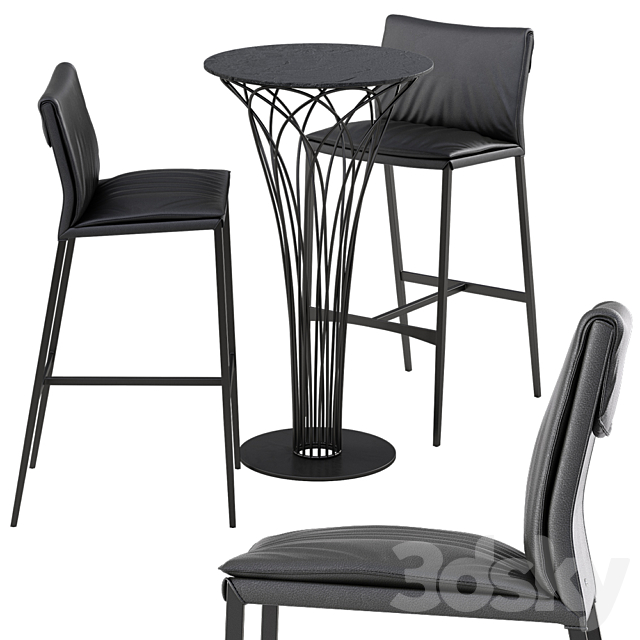 Cattelan italia Isabel barstool Nido table set 3d