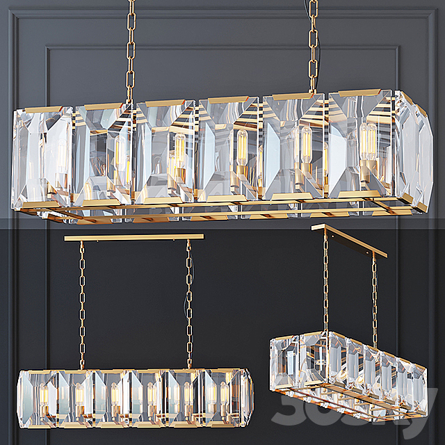 Chandelier Harlow Crystal SQUARE Gold 3DSMax File - thumbnail 1