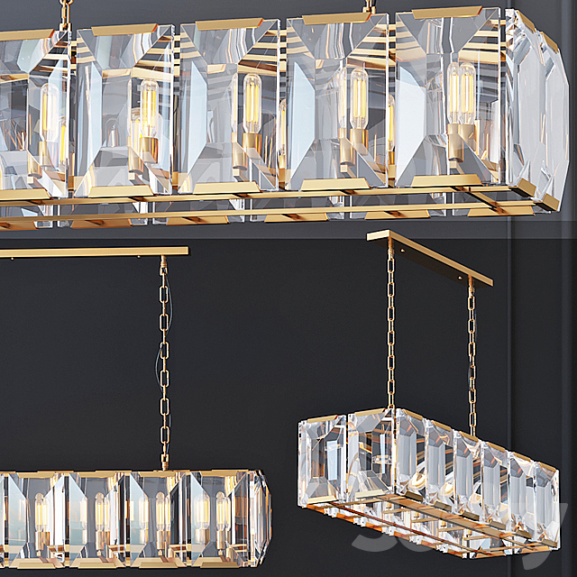 Chandelier Harlow Crystal SQUARE Gold 3DSMax File - thumbnail 2