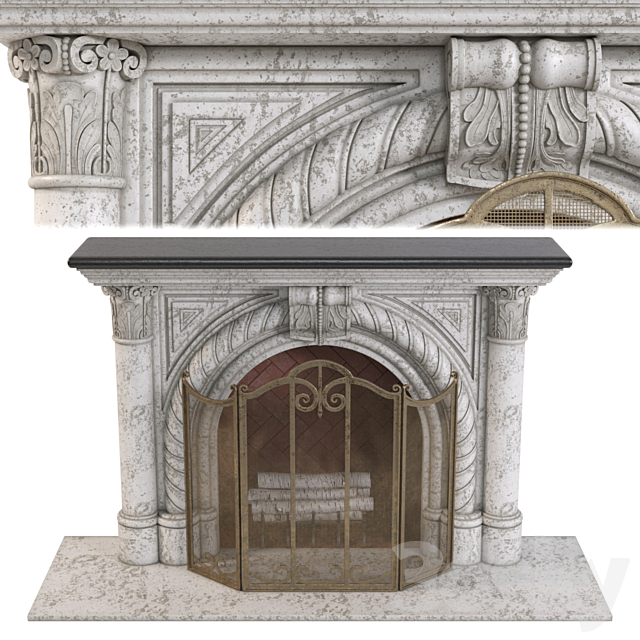 Rope Edge Fireplace Mantel 3d