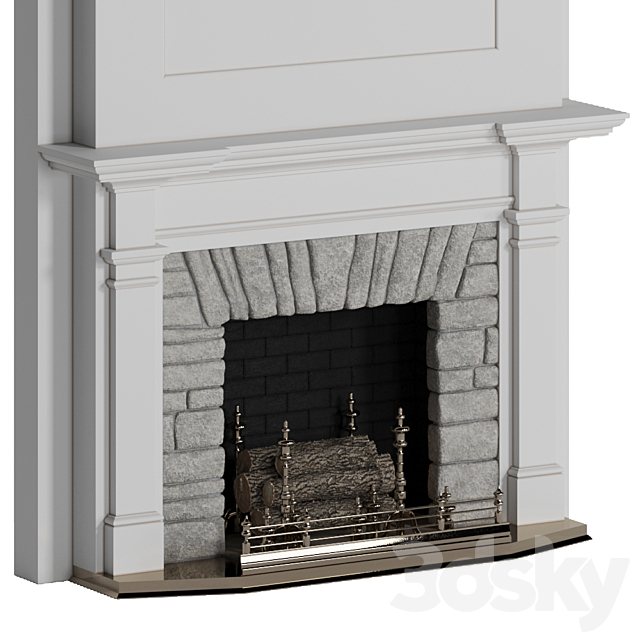 Classic fireplace 3d