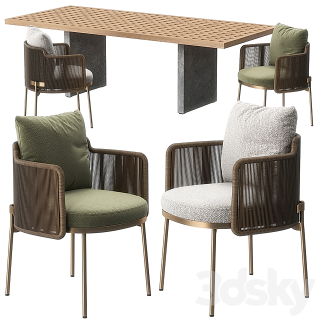 Tape chair Quadrado table by Minotti 3DSMax File - thumbnail 1