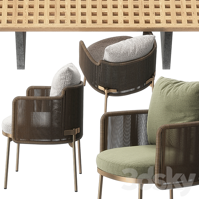 Tape chair Quadrado table by Minotti 3DSMax File - thumbnail 2