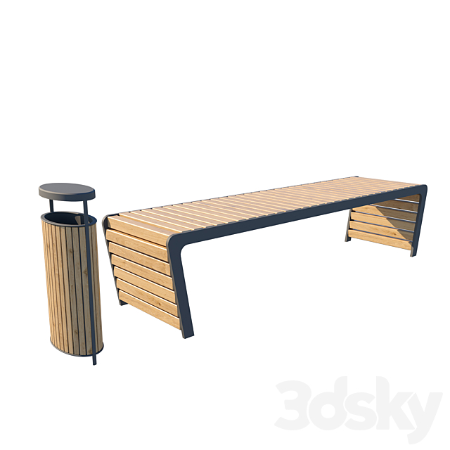 Bench with urn 3DSMax File - thumbnail 1