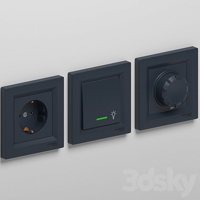 Outlets and Switches Schneider Electric Asfora series 3DSMax File - thumbnail 2