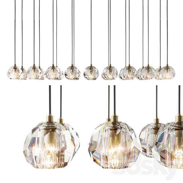 RH modern boule de cristal chandelier 3DSMax File - thumbnail 1