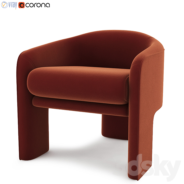 Vladimir Kagan Weiman Lounge Chair 3DSMax File - thumbnail 1