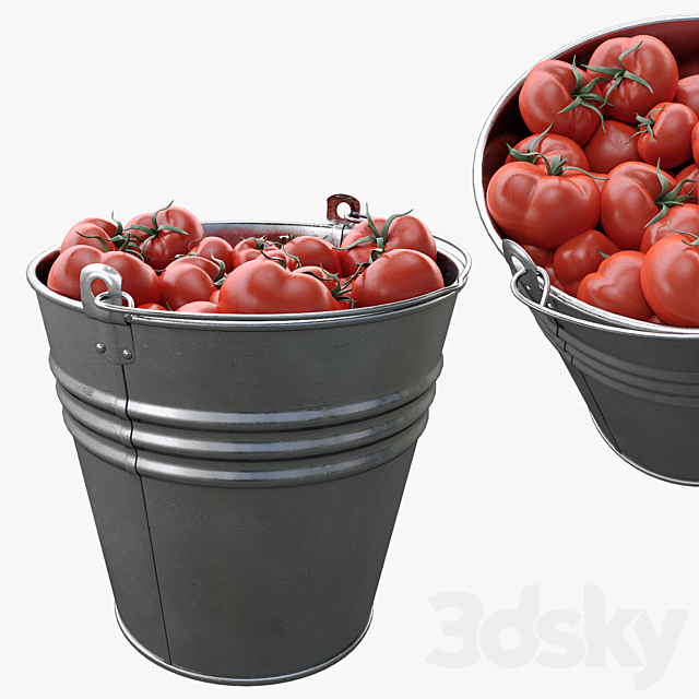 Bucket with tomatoes 3DSMax File - thumbnail 1