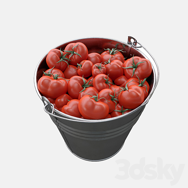 Bucket with tomatoes 3DSMax File - thumbnail 2