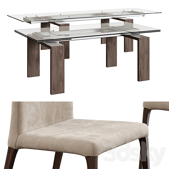 Tonin Casa _ Aragona Chair + Brooklyn Table 3DSMax File - thumbnail 2