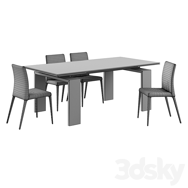 Tonin Casa _ Aragona Chair + Brooklyn Table 3DSMax File - thumbnail 3