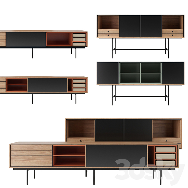 Aura Sideboard with adjustable front panel by Treku 3d