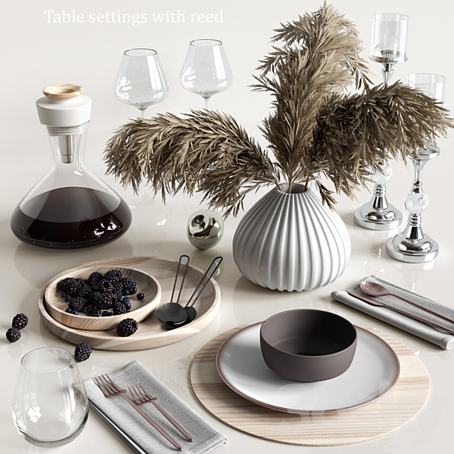 Table settings with reed 3DSMax File - thumbnail 1