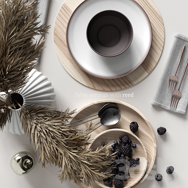 Table settings with reed 3DSMax File - thumbnail 2