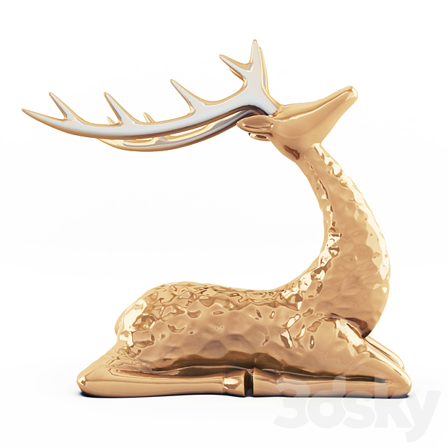 Sitting deer statuette 3DSMax File - thumbnail 1
