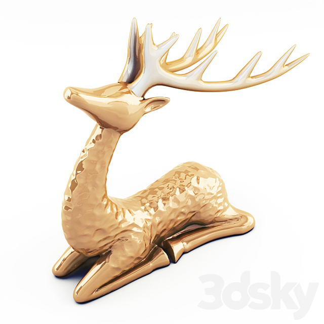 Sitting deer statuette 3DSMax File - thumbnail 2