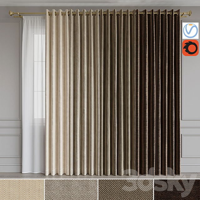 A set of curtains on the rings 15. Beige range 3DSMax File - thumbnail 1