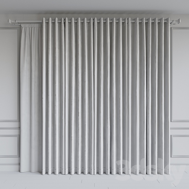 A set of curtains on the rings 15. Beige range 3d