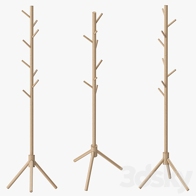 LENDRA Deluxe Wooden Coat Rack Tree 3d