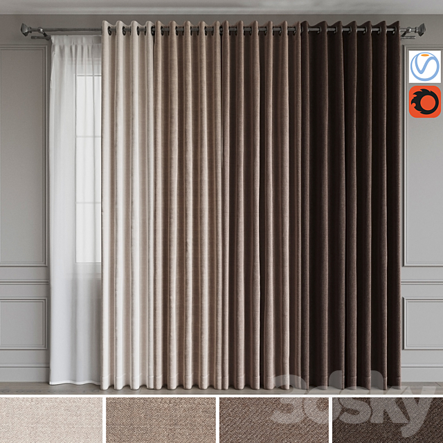 A set of curtains on the rings 18. Beige range 3DSMax File - thumbnail 1