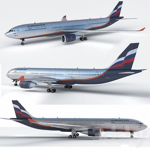Airbus A330 Aeroflot 3DSMax File - thumbnail 1