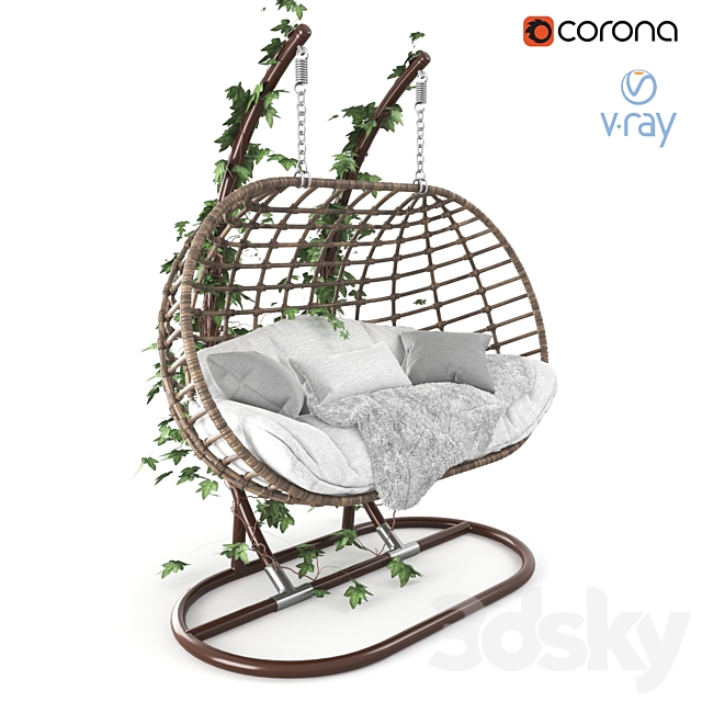 Garden swing hanging “cocoon” of rattan 3DSMax File - thumbnail 1
