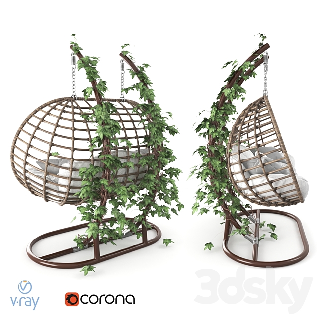 Garden swing hanging “cocoon” of rattan 3DSMax File - thumbnail 2