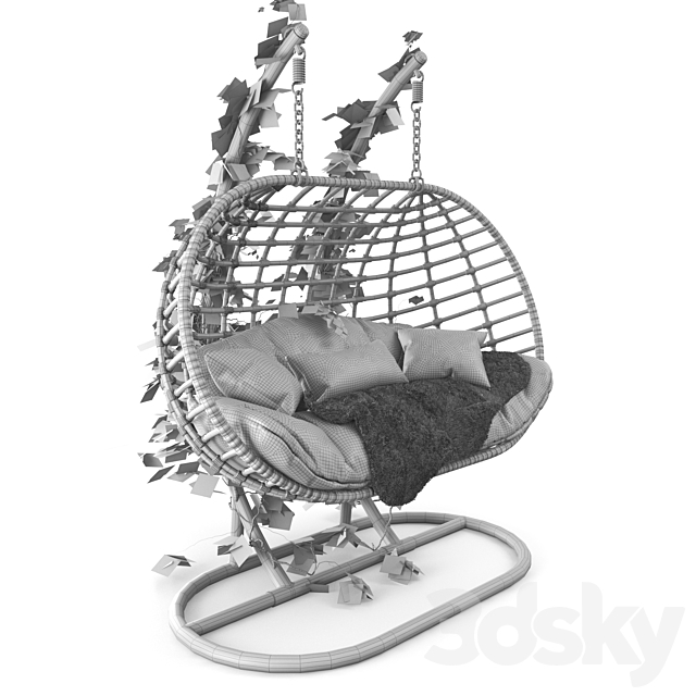 Garden swing hanging “cocoon” of rattan 3DSMax File - thumbnail 3