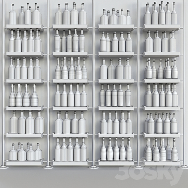 A rack with collection alcohol in a supermarket. Alcohol 3DSMax File - thumbnail 2