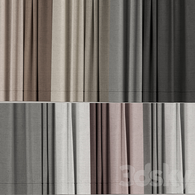 A set of curtains in different colors with a roman curtain. 3DSMax File - thumbnail 2
