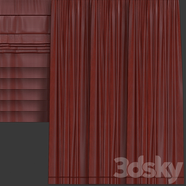 A set of curtains in different colors with a roman curtain. 3DSMax File - thumbnail 3