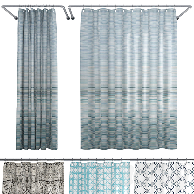 Crate and Barrel Shower Curtain collection 1 3DSMax File - thumbnail 1