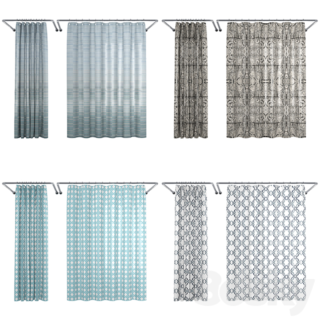 Crate and Barrel Shower Curtain collection 1 3DSMax File - thumbnail 2
