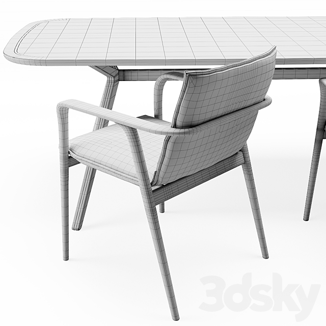 Natuzzi Dining Chairs MOORE and table DECK 3DSMax File - thumbnail 3