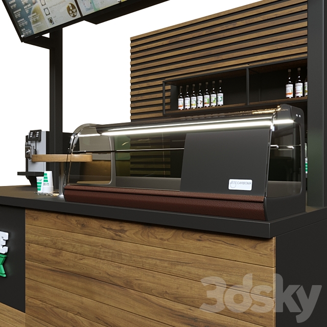 Bar counter coffee like 3d