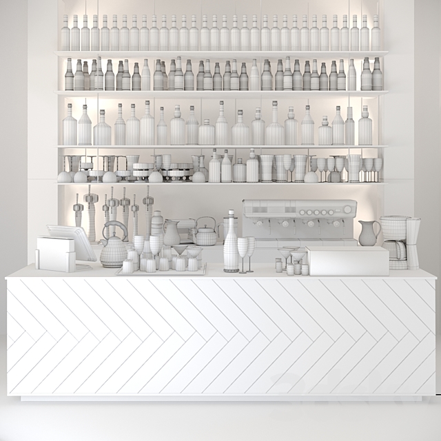 Bar counter with a collection of alcohol. Alcohol. bar 3DSMax File - thumbnail 3