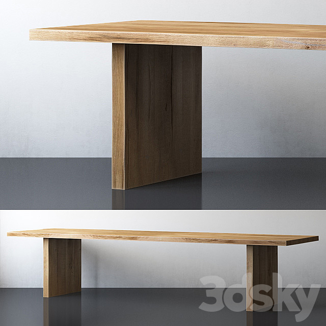 RECLAIMED RUSSIAN OAK PLANK RECTANGULAR DINING TABLE Large 3d