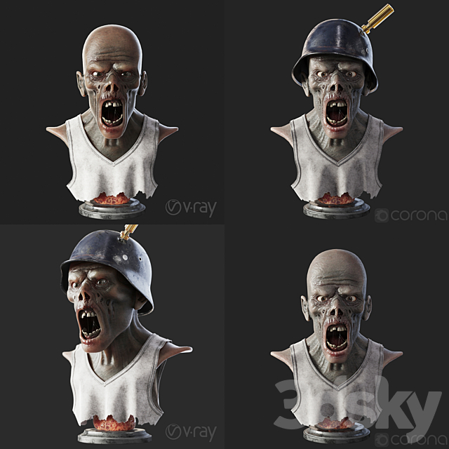 Zombie bust 3d